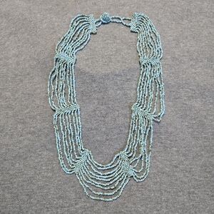 Turquoise Blue Multi-Strand Beaded Statement Necklace